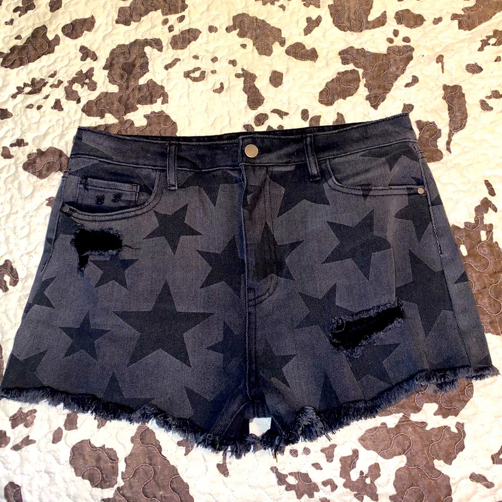 Star Black Jean Shorts